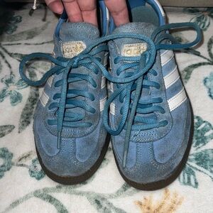 Adidas Blue Suede Sneakers with White Stripes